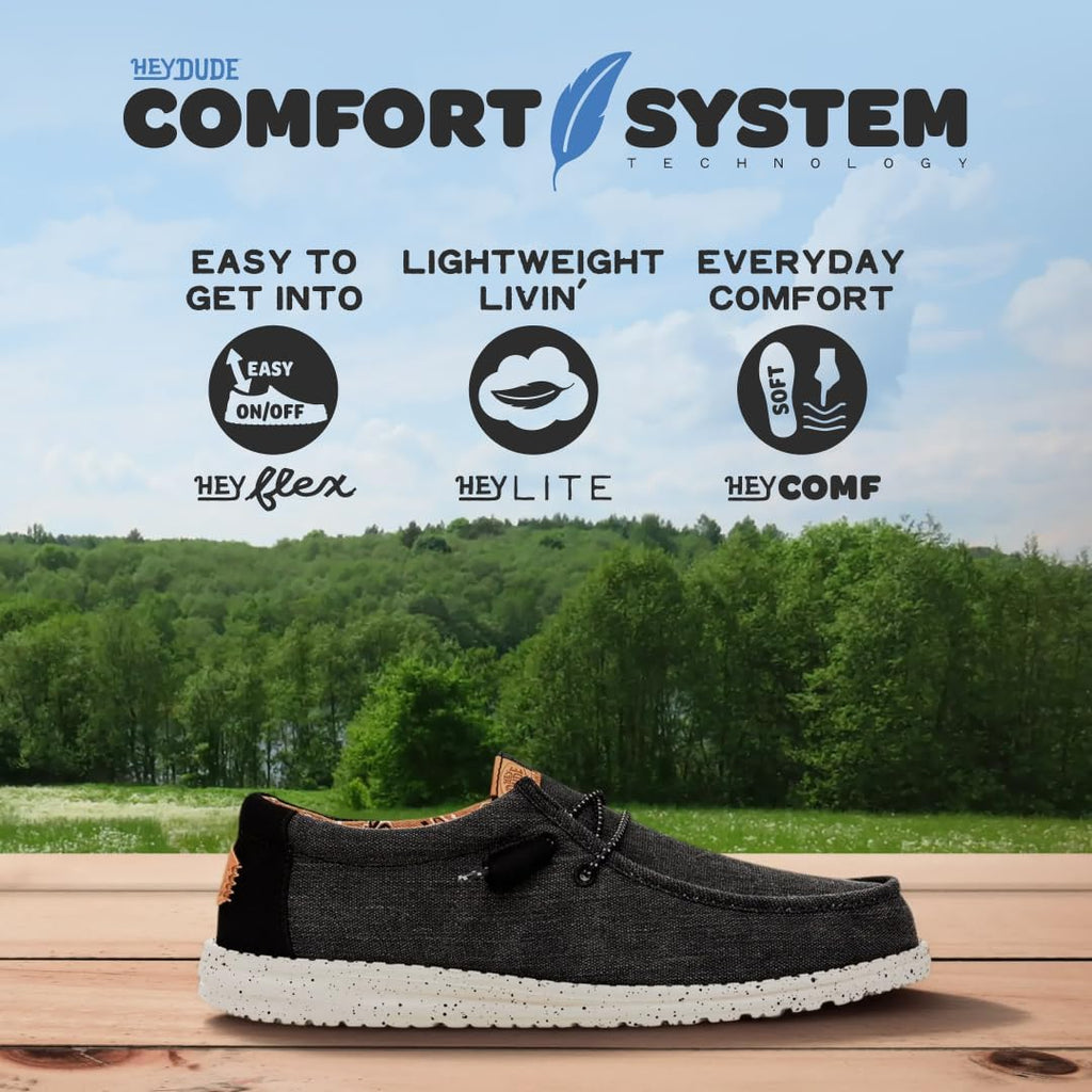 Heydude Men'S Wally Washed Canvas, Men’S Shoes, Slip-On Loafers, Comfortable & Light-Weight