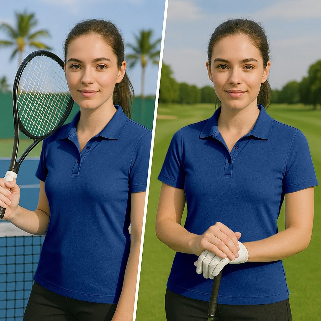 Women's Dry-Fit Golf Polo Shirts 3-Button Golf Polo's in 20 Colors XS-3XL Shirt