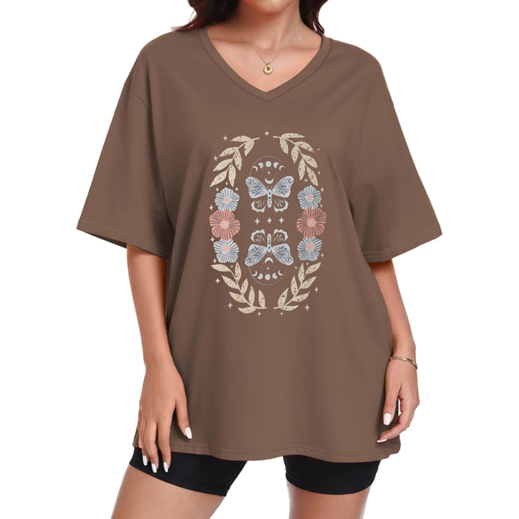 Oversized Tshirts for Women V Neck Summer Graphic Tees Casual Short Sleeve Loose Tops 2026