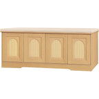 Shoe Bench, Entryway Storage Bench With Doors, Cushion, 2-Tier Shoe Rack With 8-Cubby, 47.2”L X 13.8”W Shoe Organizer Cabinet, Adjustable Shelf, Living Room, Bedroom, Natural With Rattan