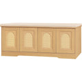 Shoe Bench, Entryway Storage Bench With Doors, Cushion, 2-Tier Shoe Rack With 8-Cubby, 47.2”L X 13.8”W Shoe Organizer Cabinet, Adjustable Shelf, Living Room, Bedroom, Natural With Rattan
