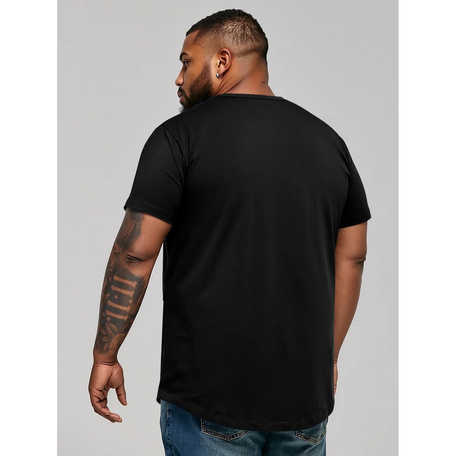 Runcati Mens Big And Tall Shirts Short Sleeve Crew Neck Casual T-Shirt Hipster Hip Hop Longline Tee Shirts