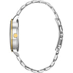 Citizen Eco-Drive Ladies' Mickey Mouse Crystal Watch, Two Tone Gold Stainless Steel, 3-Hand, 36Mm (Model: Fe7044-52W)