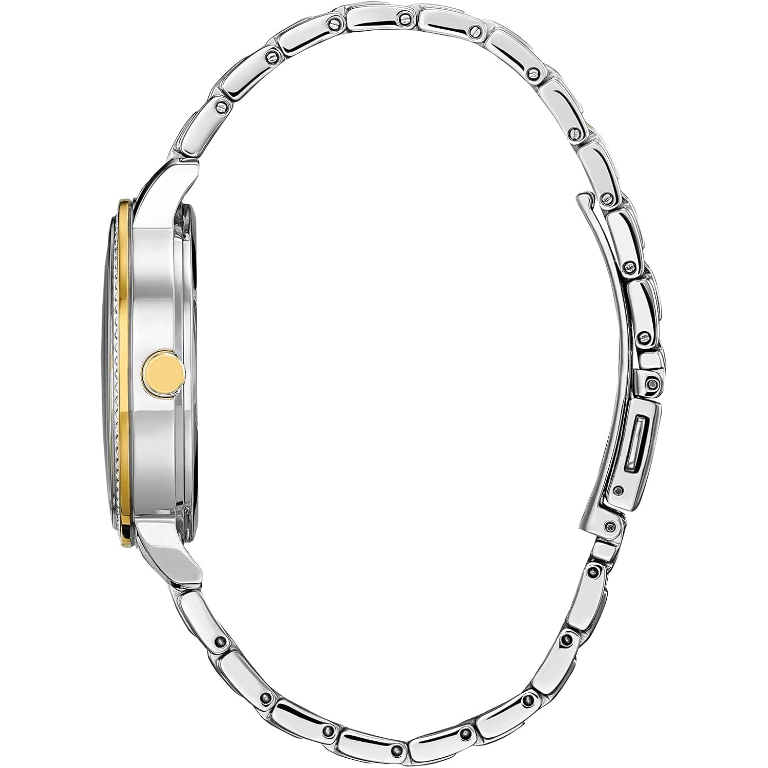 Citizen Eco-Drive Ladies' Mickey Mouse Crystal Watch, Two Tone Gold Stainless Steel, 3-Hand, 36Mm (Model: Fe7044-52W)