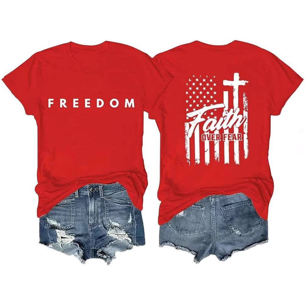 Christian Shirts for Women Religious Sayings Tshirt Jesus Gift Inspirational Graphic Tee Short Sleeve Top Red1