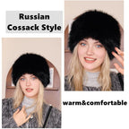 SIQITECHNO Unisex Faux Fur Russian Trapper Hat Furry Cossack Ushanka Style Warm Trooper Hat Winter Hunting Skiing Cap