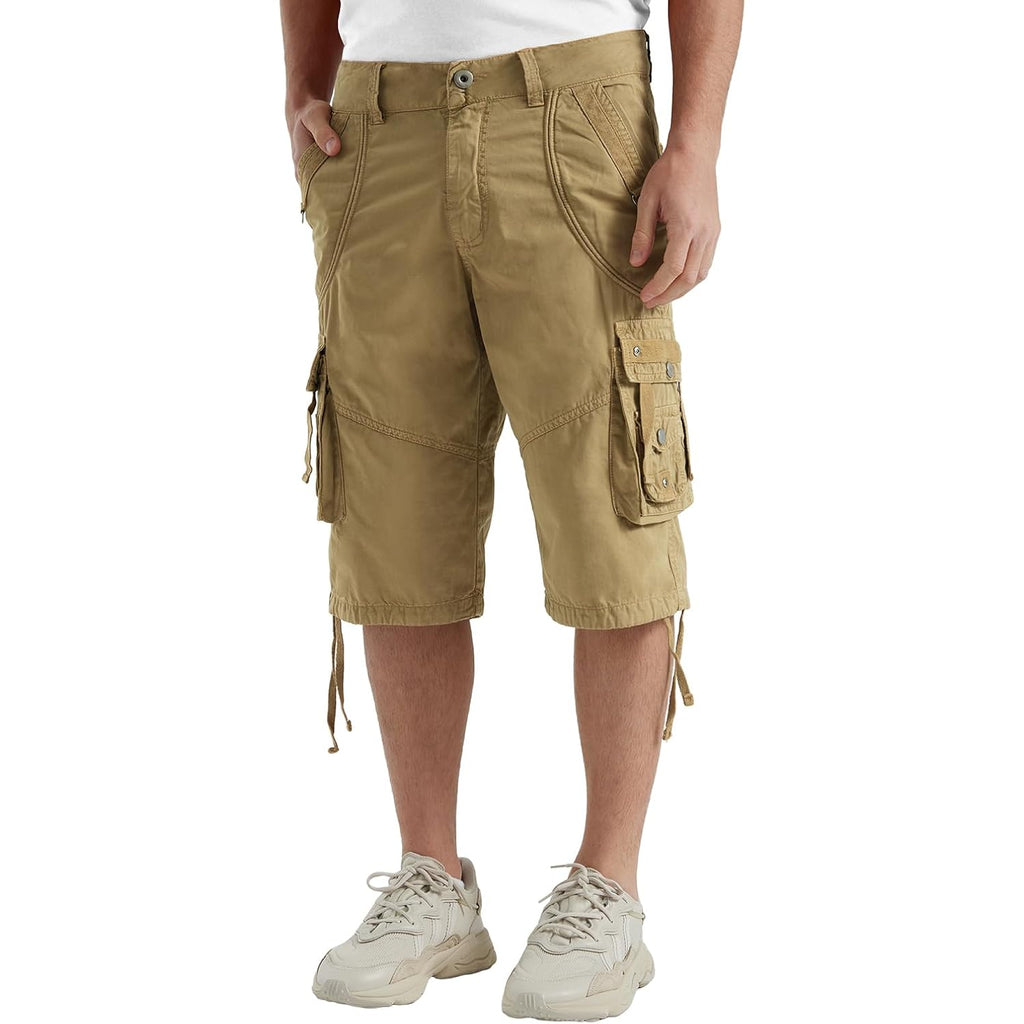 Cargo Shorts For Men Casual 3/4 Capri Pants With Pockets Long Below Knee Length Loose Fit Hiking Work
