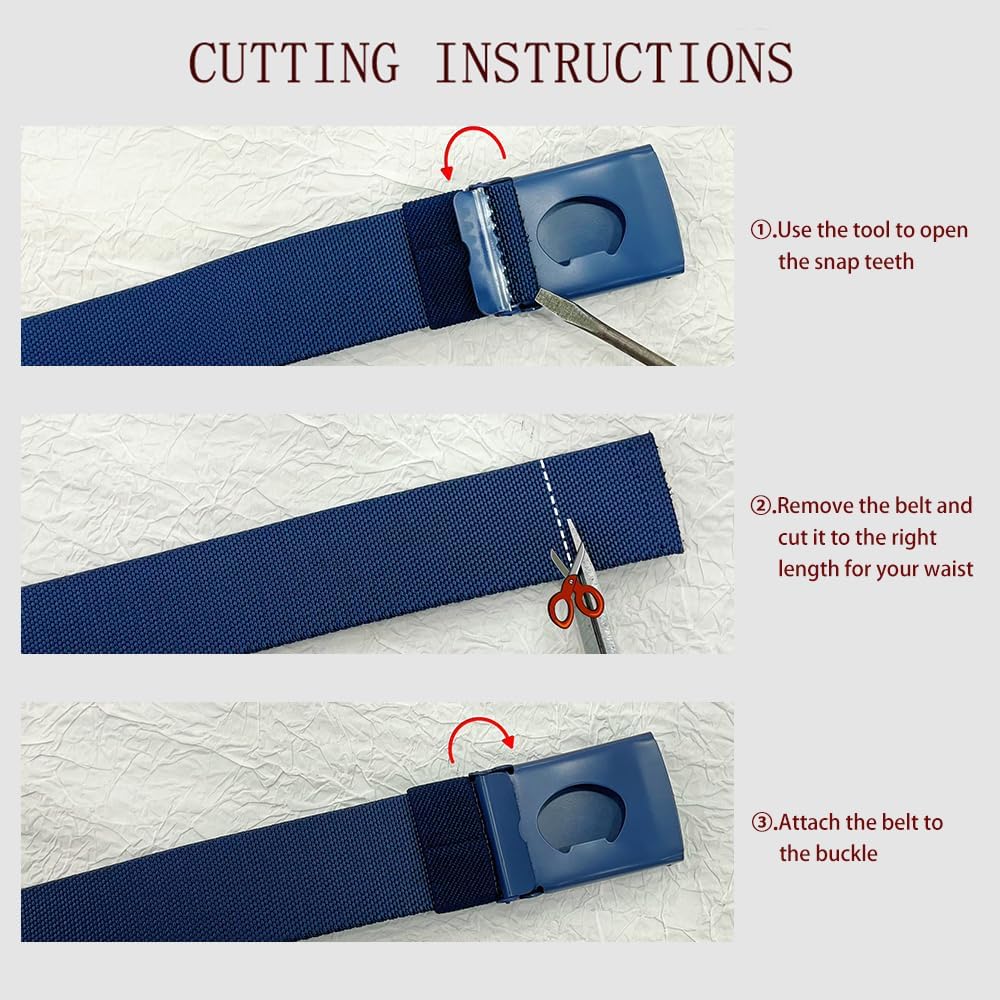 Canvas Web Belt With Stretch Flexibility, Elastic Belt Fit, Top Military Buckle - Adjustable, Cut To Fit