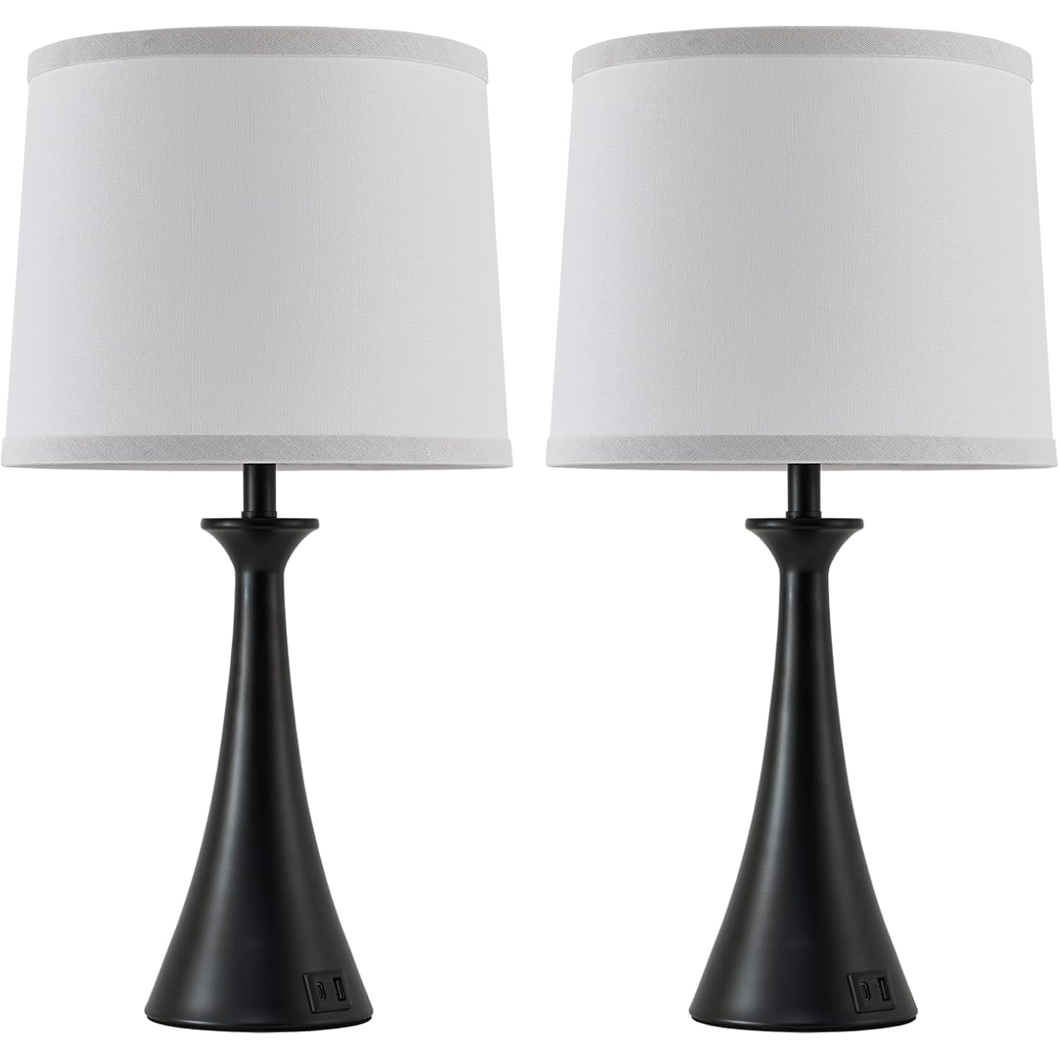 Touch Lamp For Living Room Bedroom, 21" Table Lamps Set Of 2 With Usb C+A Ports And White Lamp Shades, Touch Bedside Lamps For Nightstand With 3 Way Dimmable, 2 Led Bulbs Included