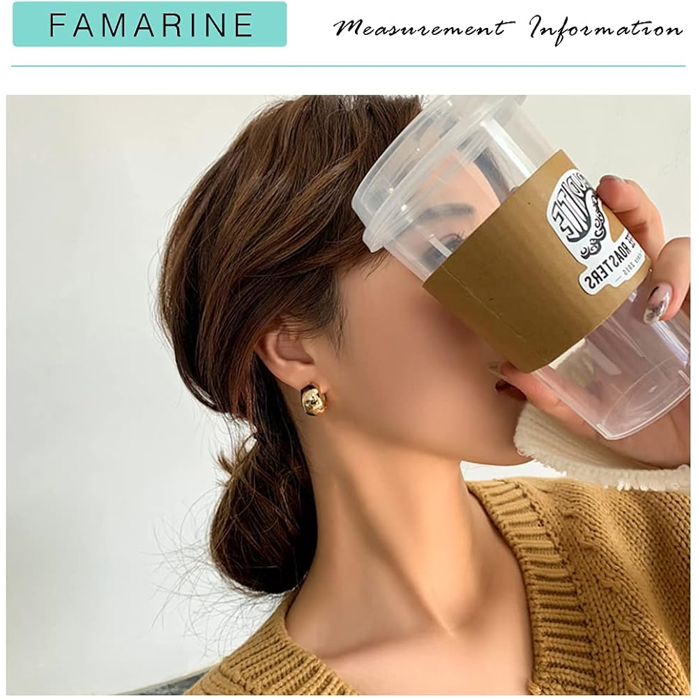 FAMARINE Chunky Thick Hoop Earrings for Women Gold Hoops Huggie Earrings for Men Gift