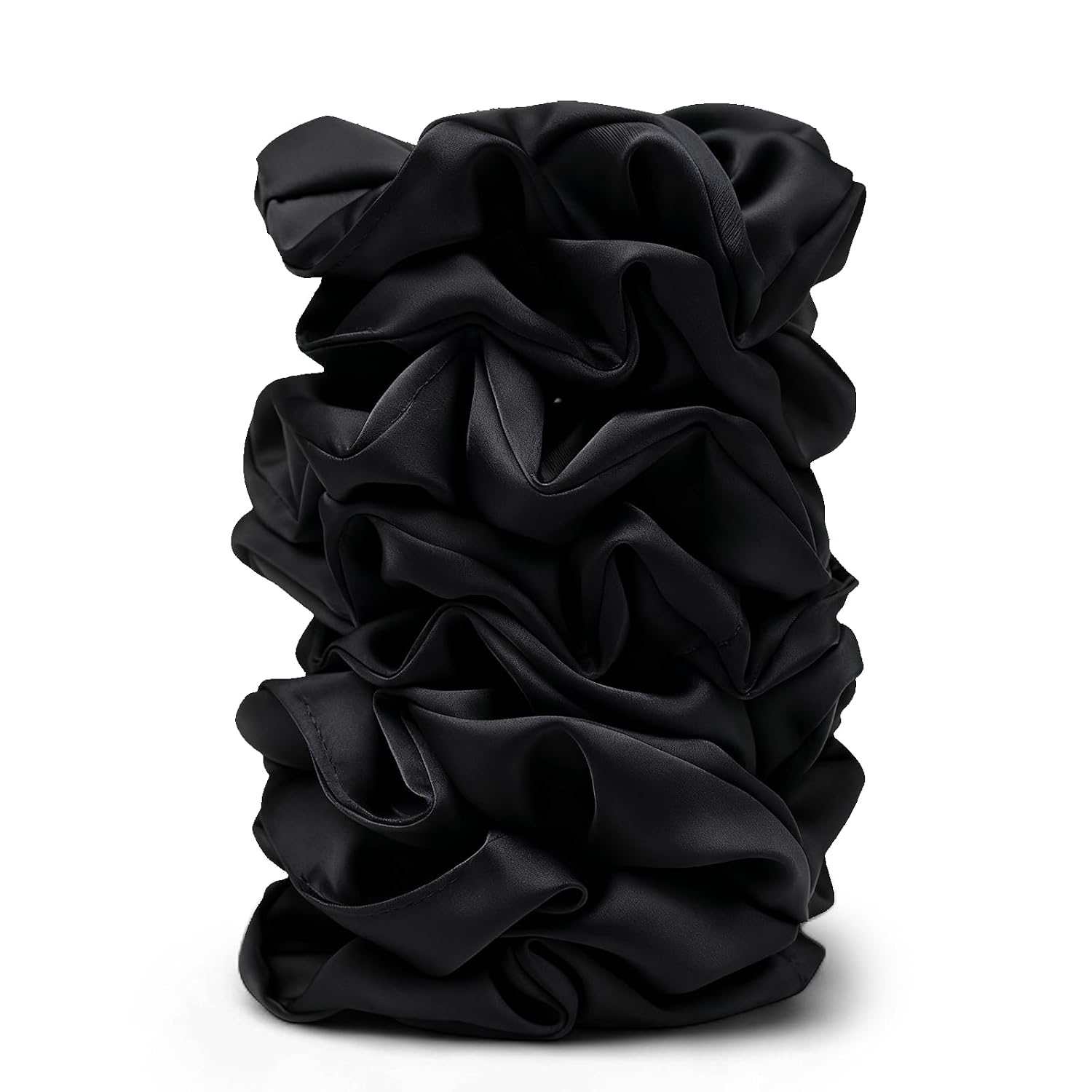 Satin Scrunchies For Women – 8Pcs Black Silk Hair Ties – No Crease, Frizz-Free, Gentle Elastic Hair Bands For Thick & Thin Hair, Soft & Stylish Hair Accessories Gifts