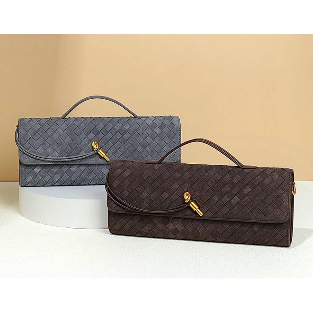 Trendy Woven Evening Clutch Purses Women Underarm Shoulder Handbag Cute Satchels Crossbody Purse Pu Leather Wallet