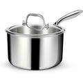 Ewfen 3 Ply Stainless Steel Saucepan With Lid, 3 Quart Multipurpose Cooking Pot, Stay-Cool Handle, Induction Oven Dishwasher Safe, 3 Qt