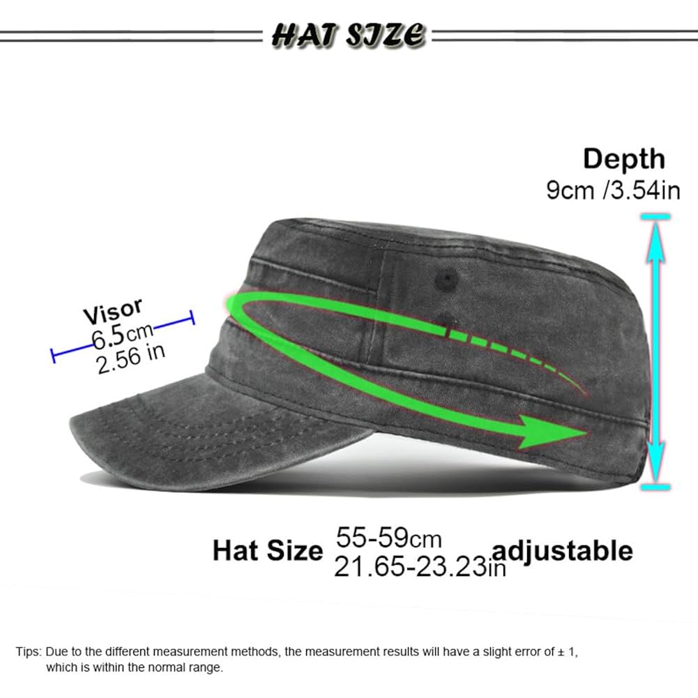 Unisex Cadet Army Cap Vintage Washed Cotton Military Hat Adjustable Flat Top Baseball Cap Wine Red