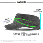 Unisex Cadet Army Cap Vintage Washed Cotton Military Hat Adjustable Flat Top Baseball Cap Wine Red