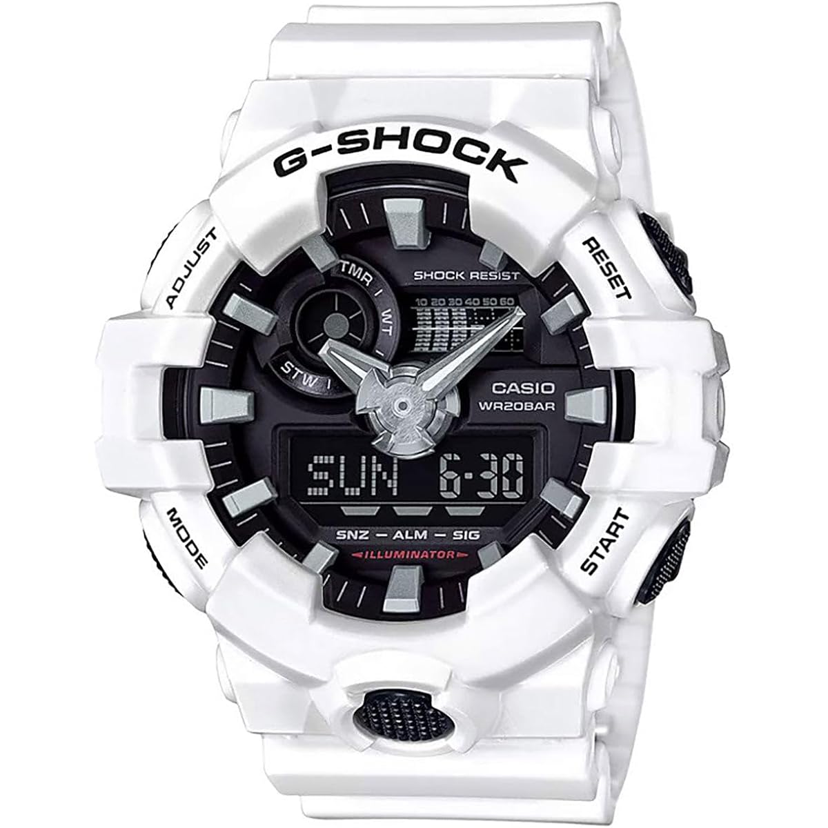Casio Men'S 'G Shock' Quartz Resin Casual Watch, Color:White (Model: Ga-700-7Acr)