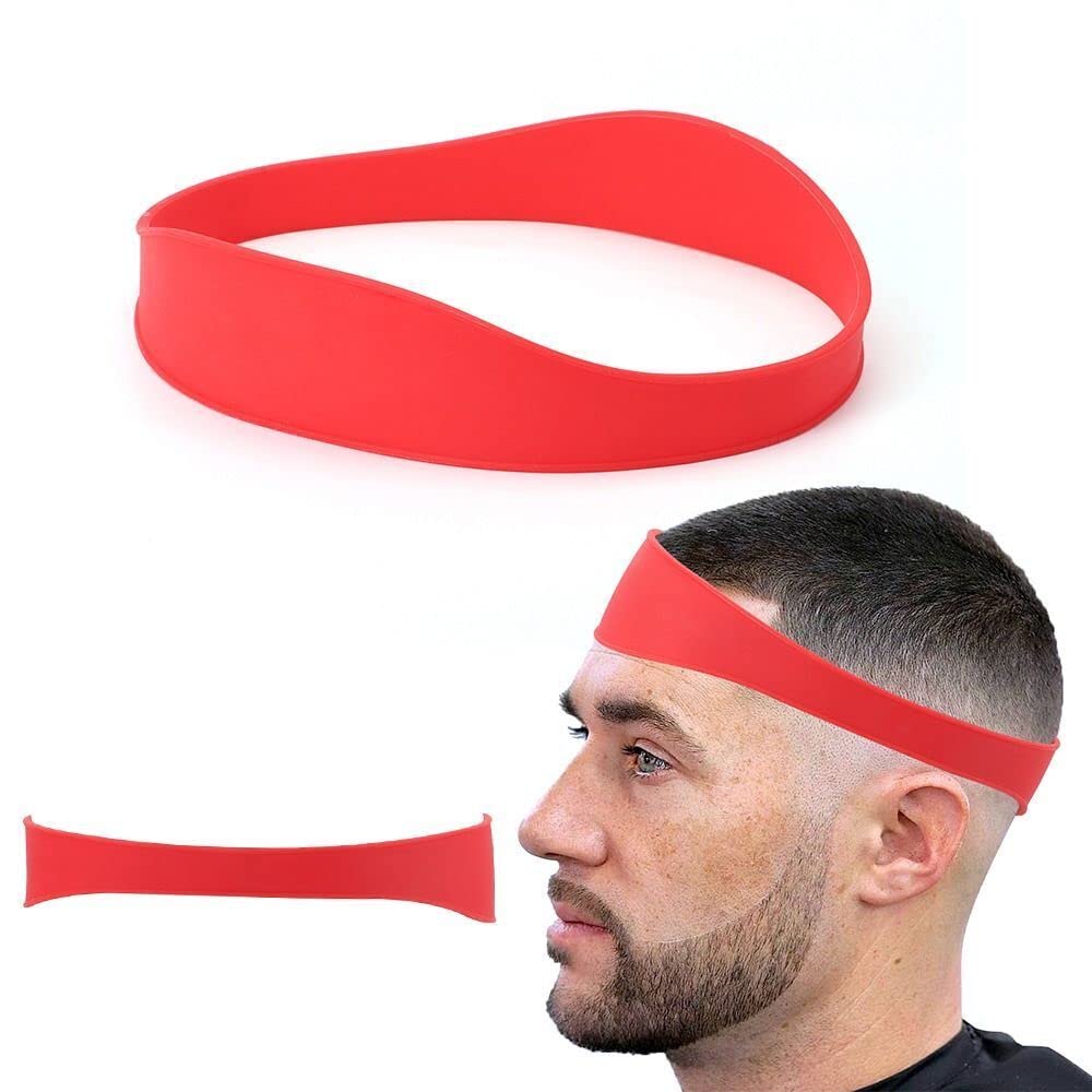 Neckline Shaving Template, Trimming Guide For Men Haircut, Red | Diy Self Home Haircutting System, Clean And Straight Neck Hairline, Easy Use Tool, Soft Silicone Portable