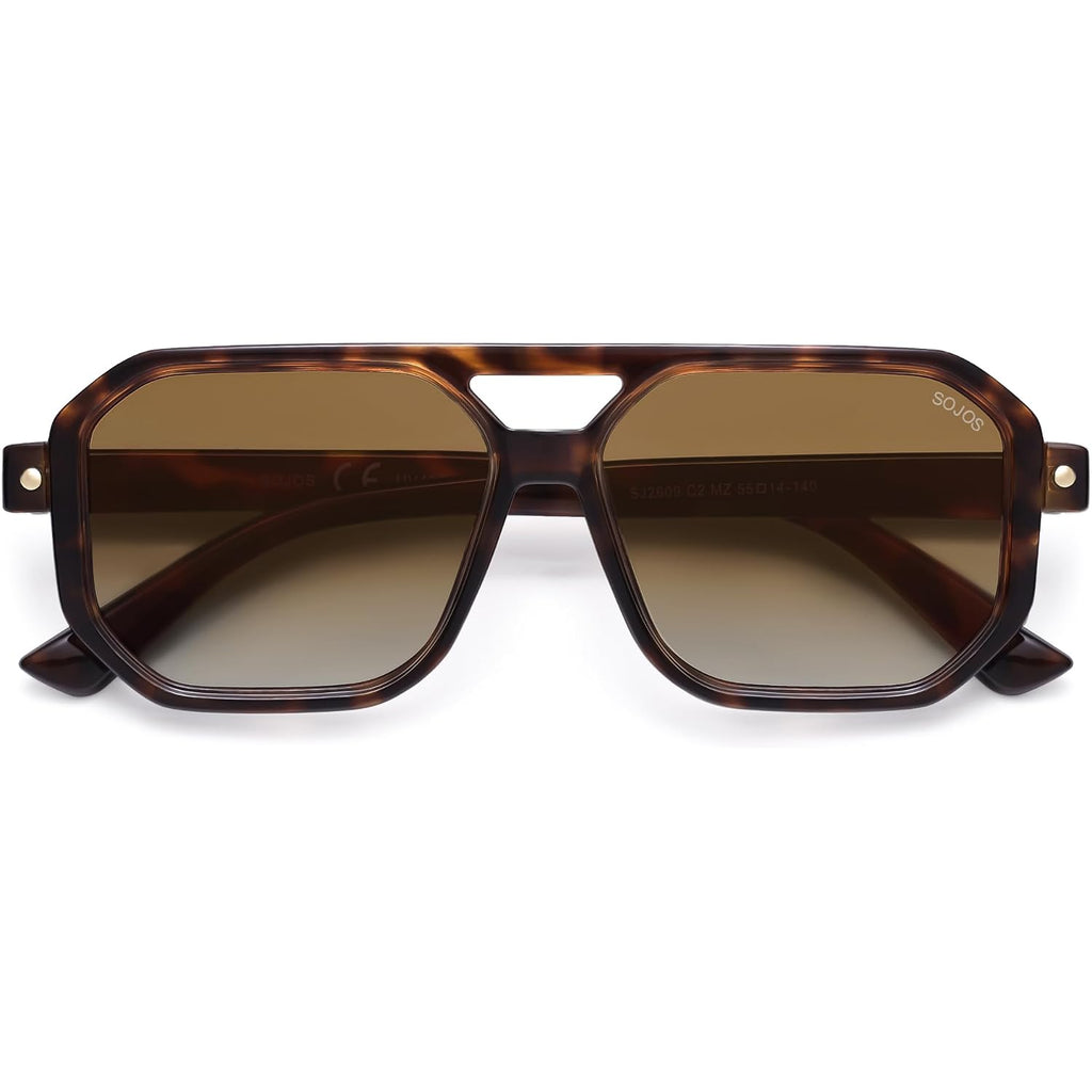 Sojos Retro Polarized Square Aviator Sunglasses For Women Men Vintage 70S Uv400 Protection Shade Sj2609