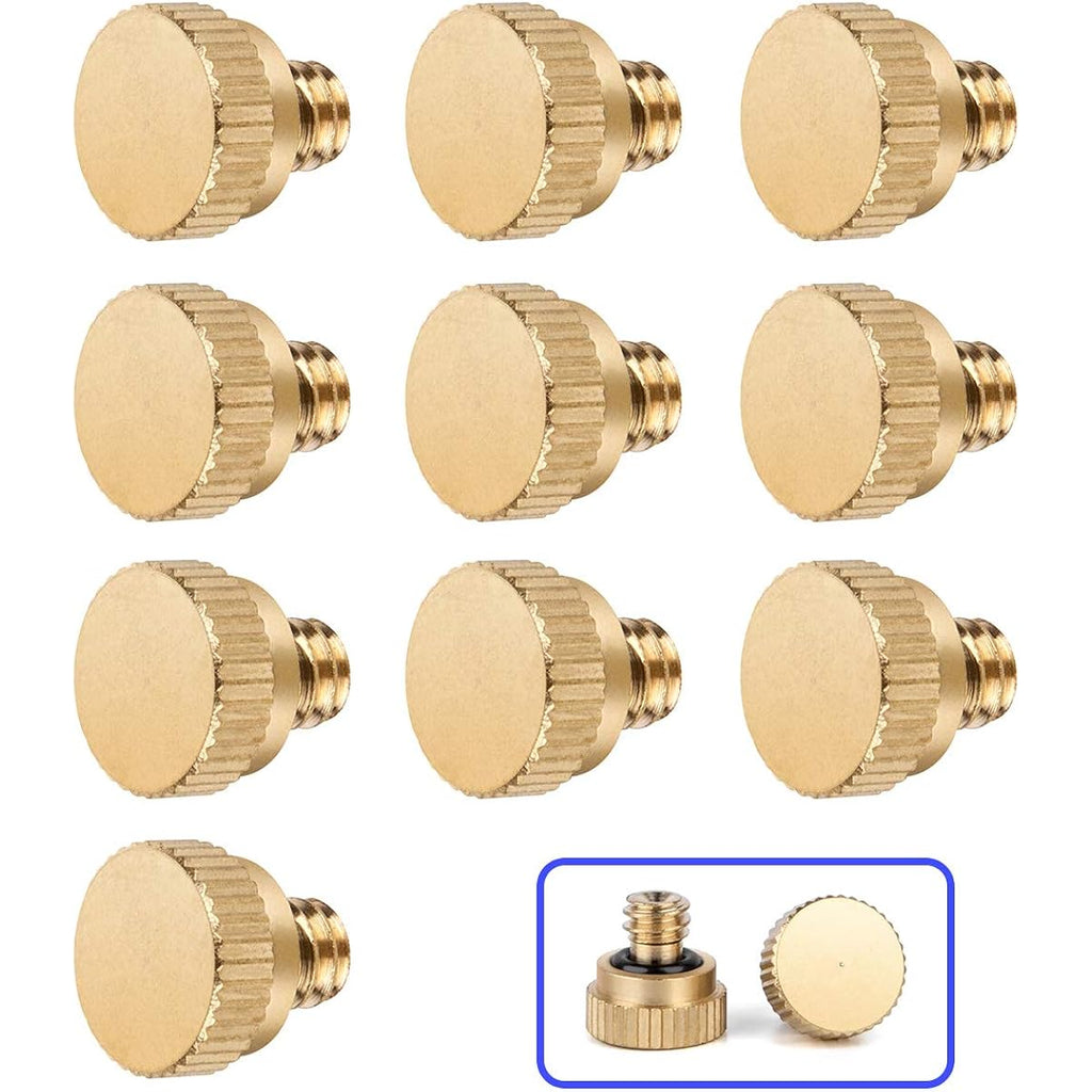 Brass Misting Nozzle Plug, 10 Pack | 10/24 Unc Mister Plugs For Outdoor Cooling System, Greenhouse Garden Watering