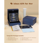 Moissanite Cross Necklace for Women Wife, 18K Gold Filled Sterling Silver Cross Pendant Chain Jewelry, Anniversary Birthday Gifts for Women Wife Her with LED Light-Up Gift Box and Gift Card-1CT