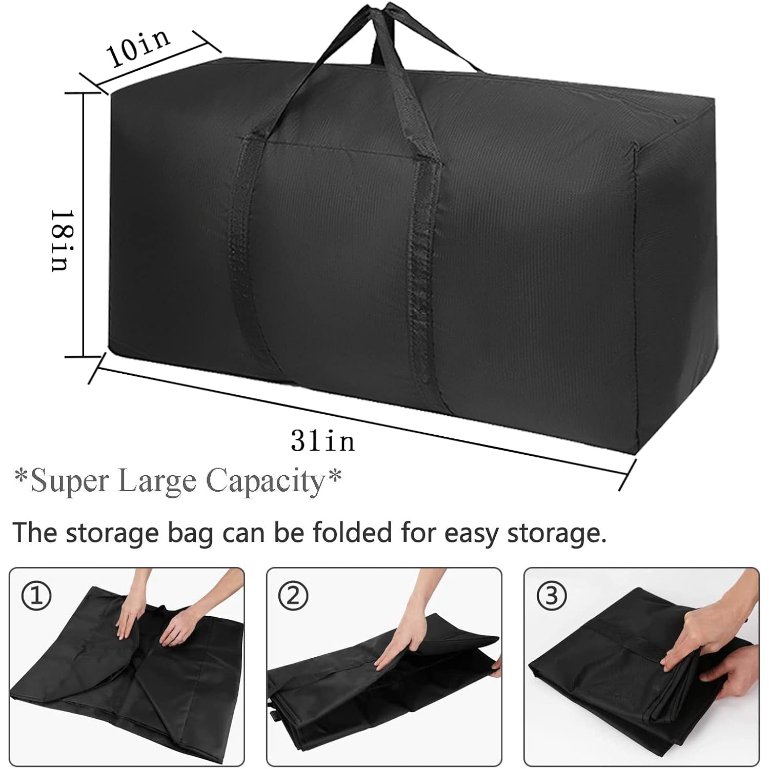 Extra Large Moving Bags With Strong Zippers & Carrying Handles, Storage Bags Storage Totes For Clothes, Moving Supplies, Space Saving Oversized Storage Bag Organizer For Moving, Traveling (2 Pack)
