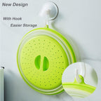 Upgraded Collapsible Microwave Lid, Vented Microwave Splatter Cover, 10.5 inches Plate Cover with Hook Hole, Vegetable Fruit Colander Multi-function Kitchen Gadget, BPA Free, Dishwasher Safe