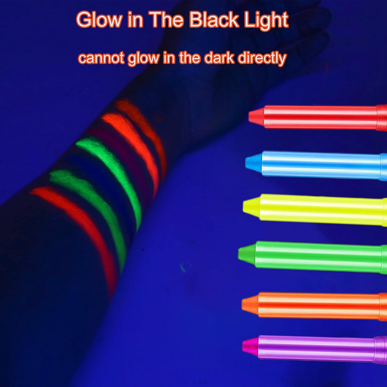 12 Pieces Glow Blacklight Face & Body Paint Makeup, Glow in The Dark Face Painting Kit Neon Paint Sticks for Adult Halloween Glow Party