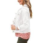 Vetinee Womens Stretch Button Down Long Sleeve Pockets Denim Jean Trucker Jacket