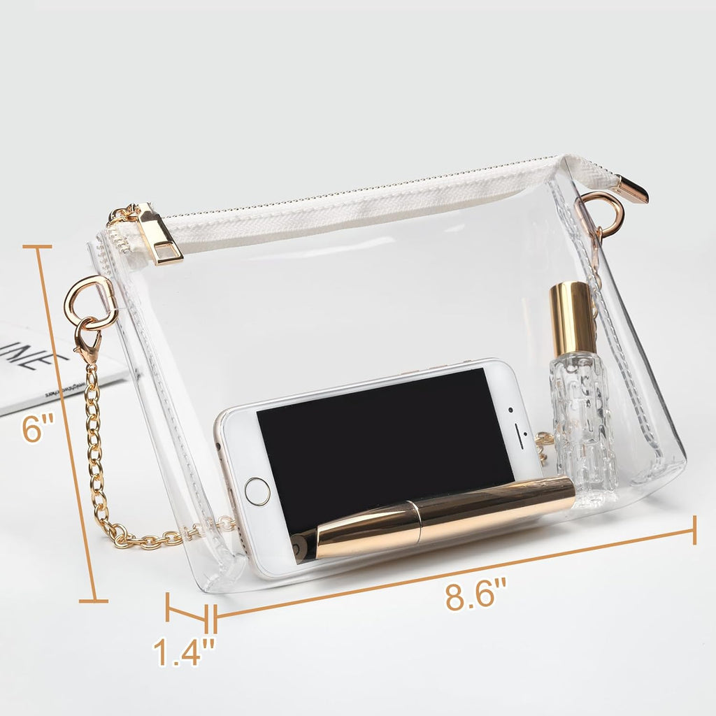 BS-VOG Clear Purse for Women - Stadium Approved Small Crossbody Bag with Zipper, Clear Stadium Bag for Concerts, Sports