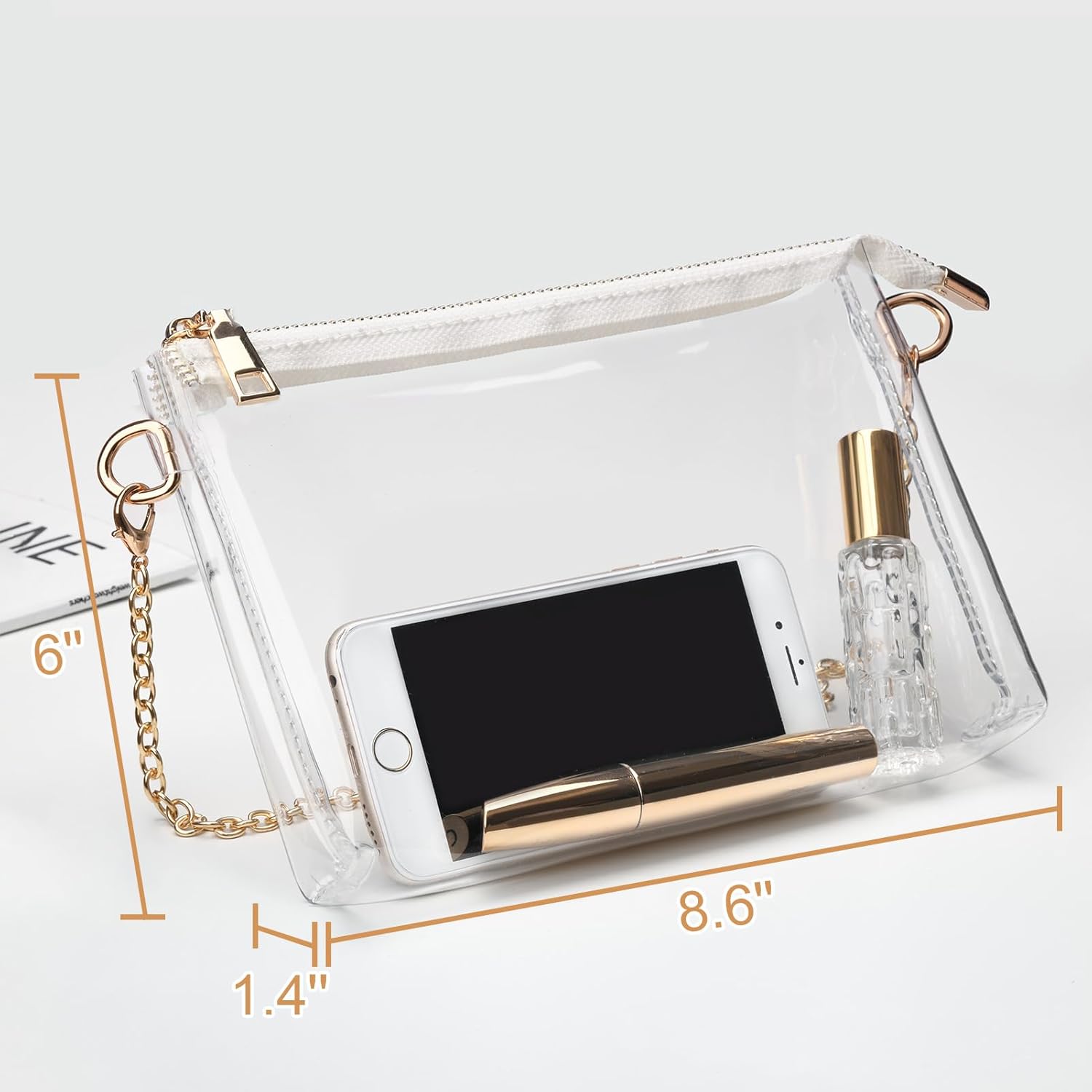BS-VOG Clear Purse for Women - Stadium Approved Small Crossbody Bag with Zipper, Clear Stadium Bag for Concerts, Sports
