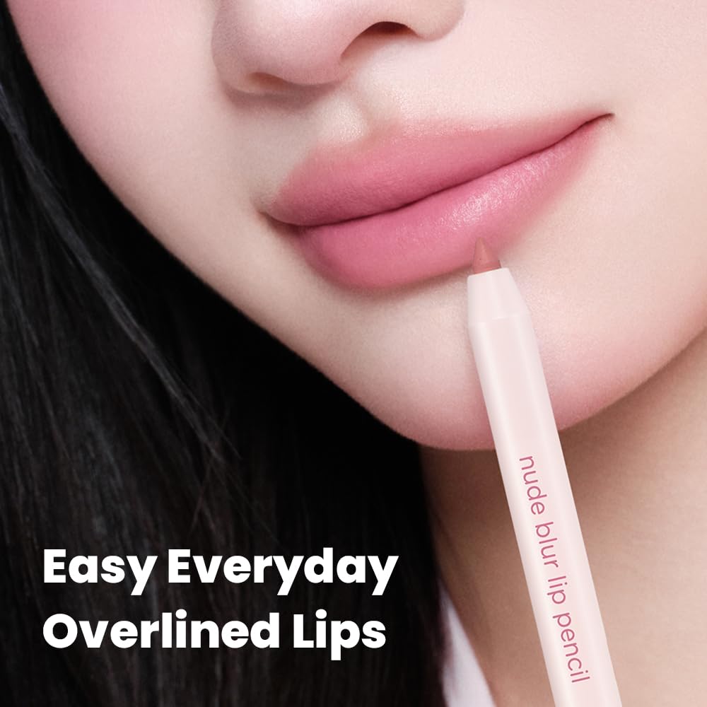 Colorgram Nude Blur Lip Pencil 03 Geek Rose | Soft Blurring Lip Liner For Seamless Overlining & Naturally Plumped Lips | Korean Lip Makeup