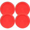 Pyrex 7200-Pc 2-Cup Red Food Storage Lid (4-Pack) - Made In Usa | Bpa-Free Plastic | Round Shape | Designed For 7200 Glass Bowl | Dishwasher Safe | Resists Stains And Odors