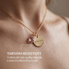 MignonandMignon Personalized Name Necklace with Birthstone | Custom Engraved Pendant Necklace for Women | Tarnish-Free Gold Dainty Jewelry Mom Birthday Gifts | Necklace with Kids Names for Grandma