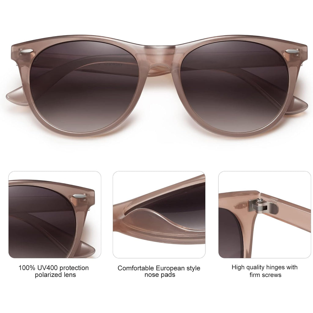 SOJOS Classic Polarized Sunglasses for Women Men Small UV400 Lenses SJ2076 Milky Light Brown
