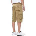Best South Men'S Capri Long Twill Cargo Shorts Below Knee 13 Inches Cotton Relaxed Fit Casual Multi-Pocket