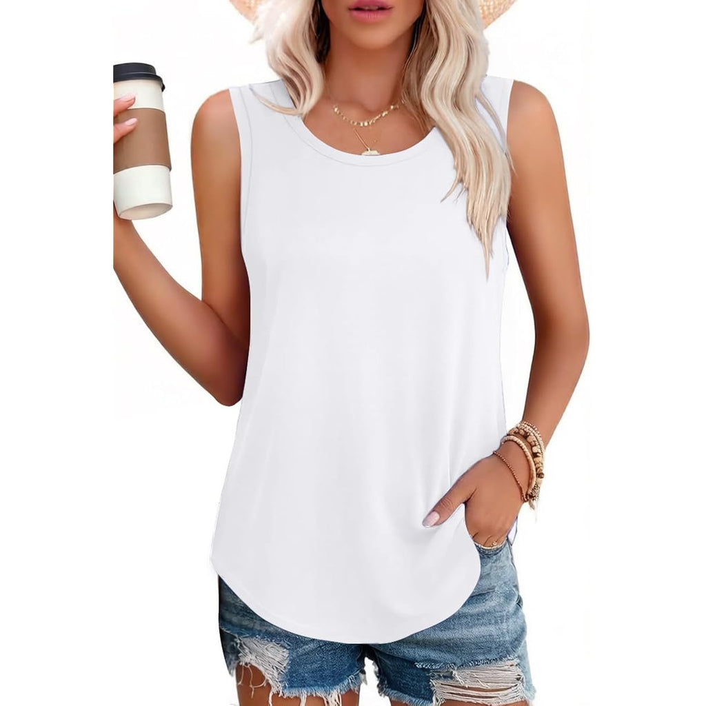 elescat Womens Tank Tops Summer Sleeveless Loose Fit Casual Tunic Top 2026