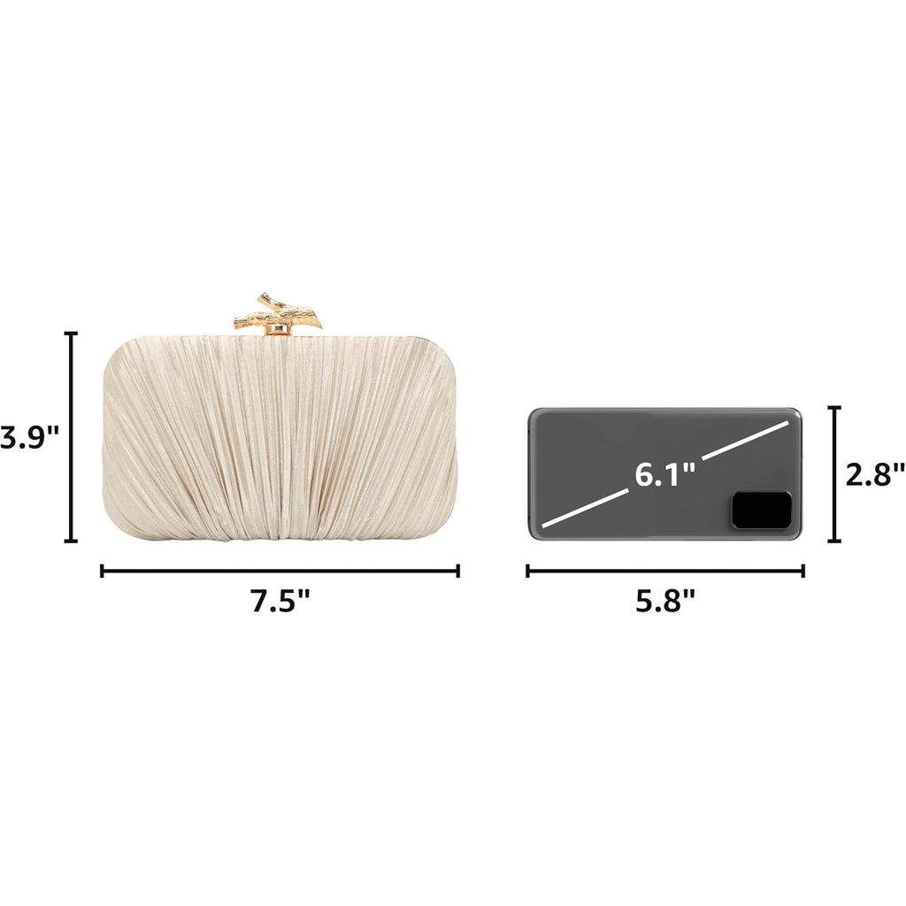 Freie Liebe Clutch Purses For Women Evening Bag Pleated Clutch Bag With Chain For Wedding Party | With Chain