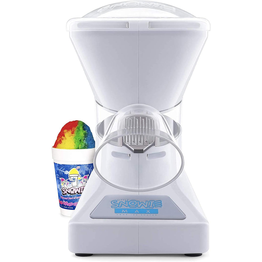 Snowie - Little Snowie Max Snow Cone Machine - Premium Shaved Ice Maker, With Powder Sticks Syrup Mix, 6-Stick Kit, White