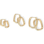 PAVOI 18K Gold Plated 925 Sterling Silver Posts Small Hoop Earrings for Women - Trendy Geometric Plain Chunky Huggie Earscape Piercing Pack - Hypoallergenic Everyday Gold Hoop Earrings Set