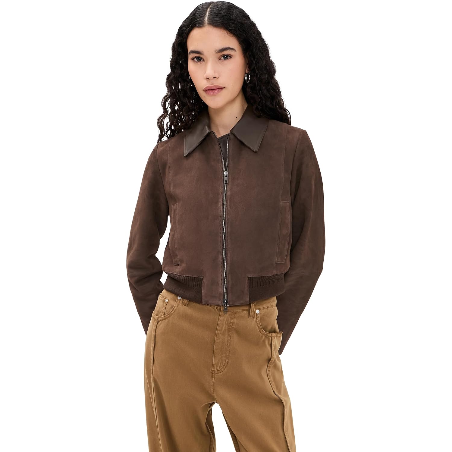 Vince Women'S Suede Shrunken Bomber