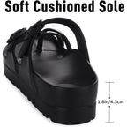 Goosecret Women'S Platform Sandals With Arch Support Comfortable Foam Slides Summer Beach Sandals With Adjustable Buckle