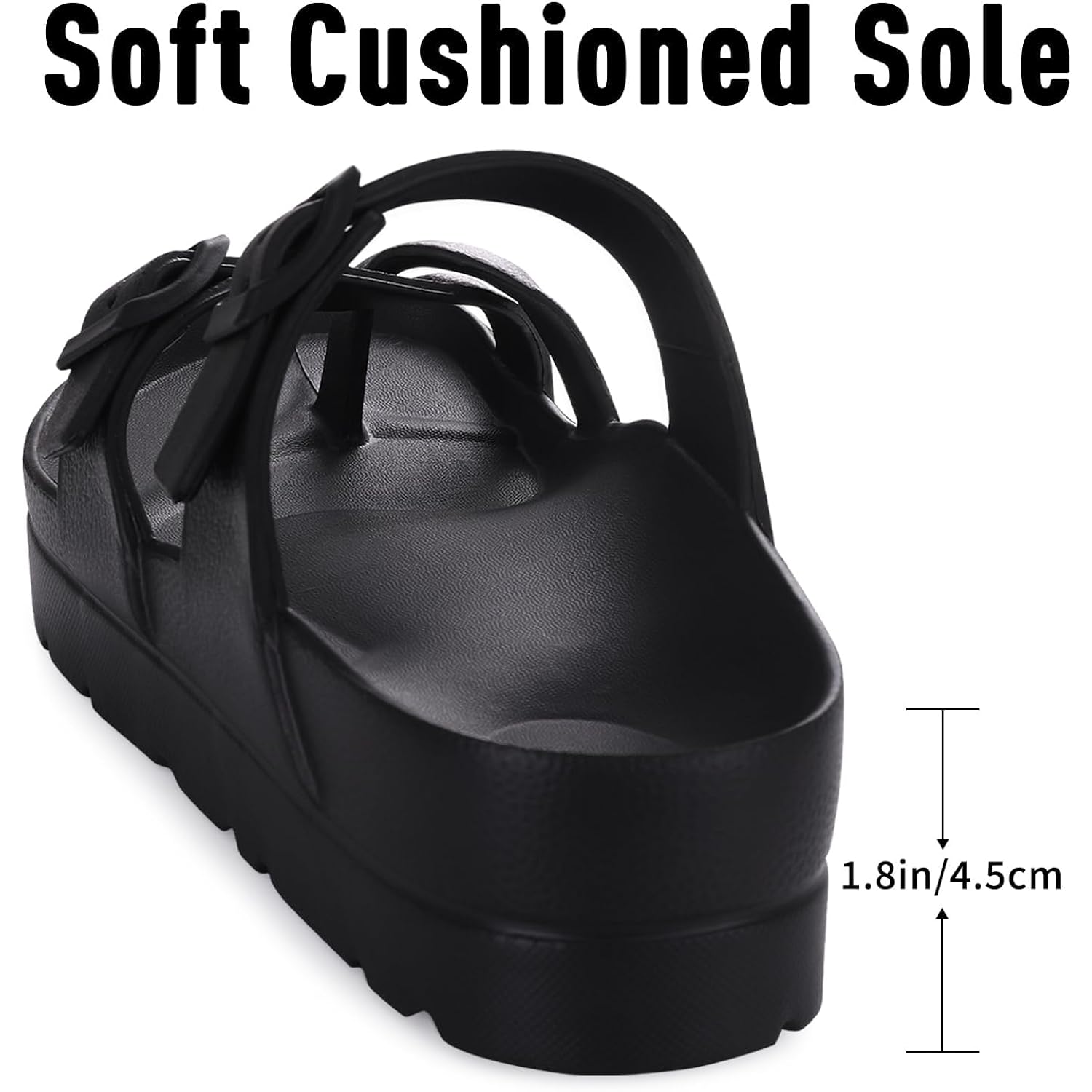 Goosecret Women'S Platform Sandals With Arch Support Comfortable Foam Slides Summer Beach Sandals With Adjustable Buckle