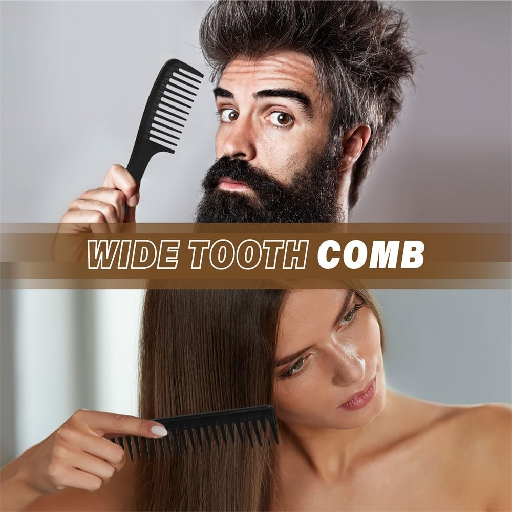 12Pcs Hair Cutting Comb Set - Barber Combs For Men & Stylists - Barber Cape With Adjustable Neck Size & Neck Duster Brush