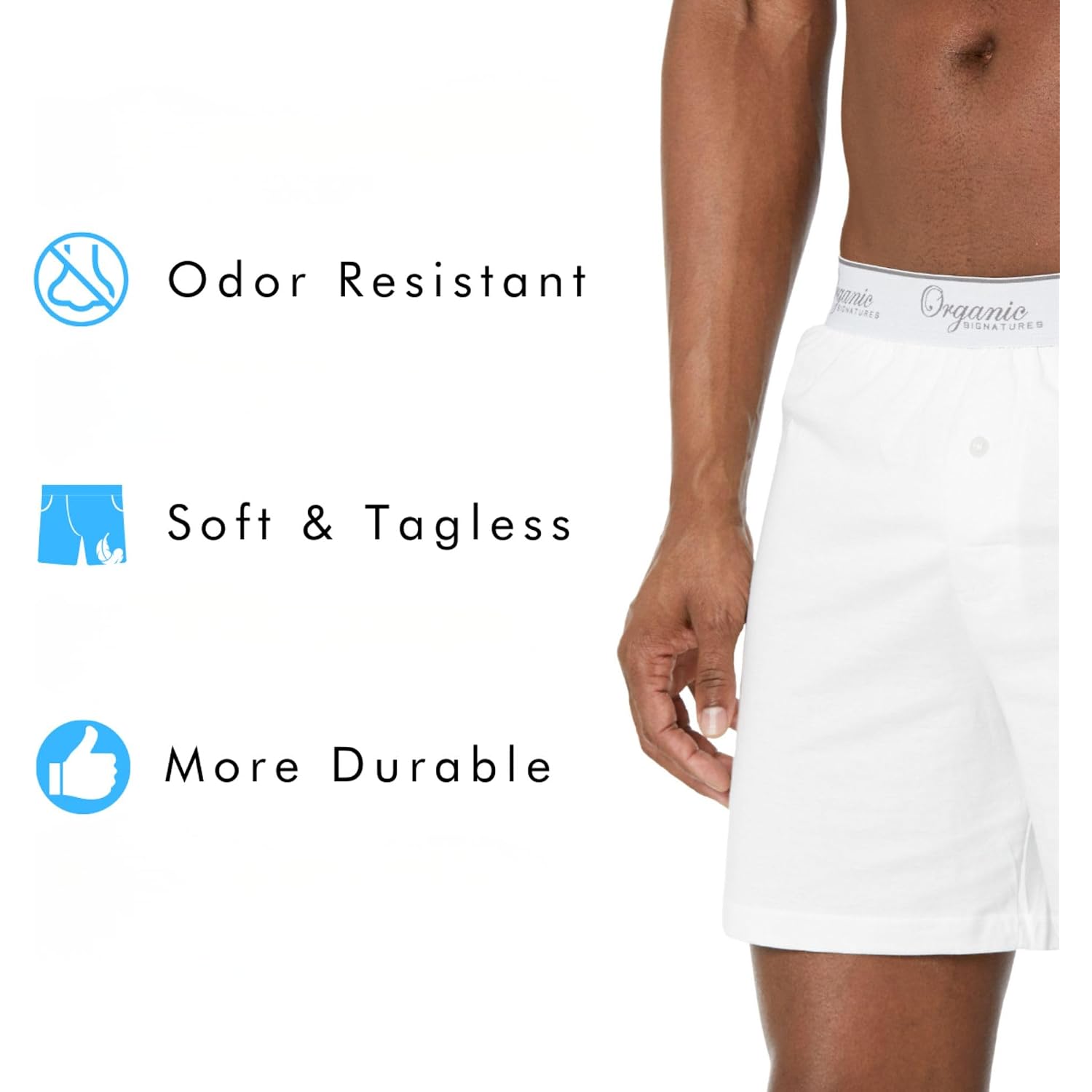 Organic Signatures Men'S Boxers Organic Cotton, Soft Boxers For Men, 3-Pack
