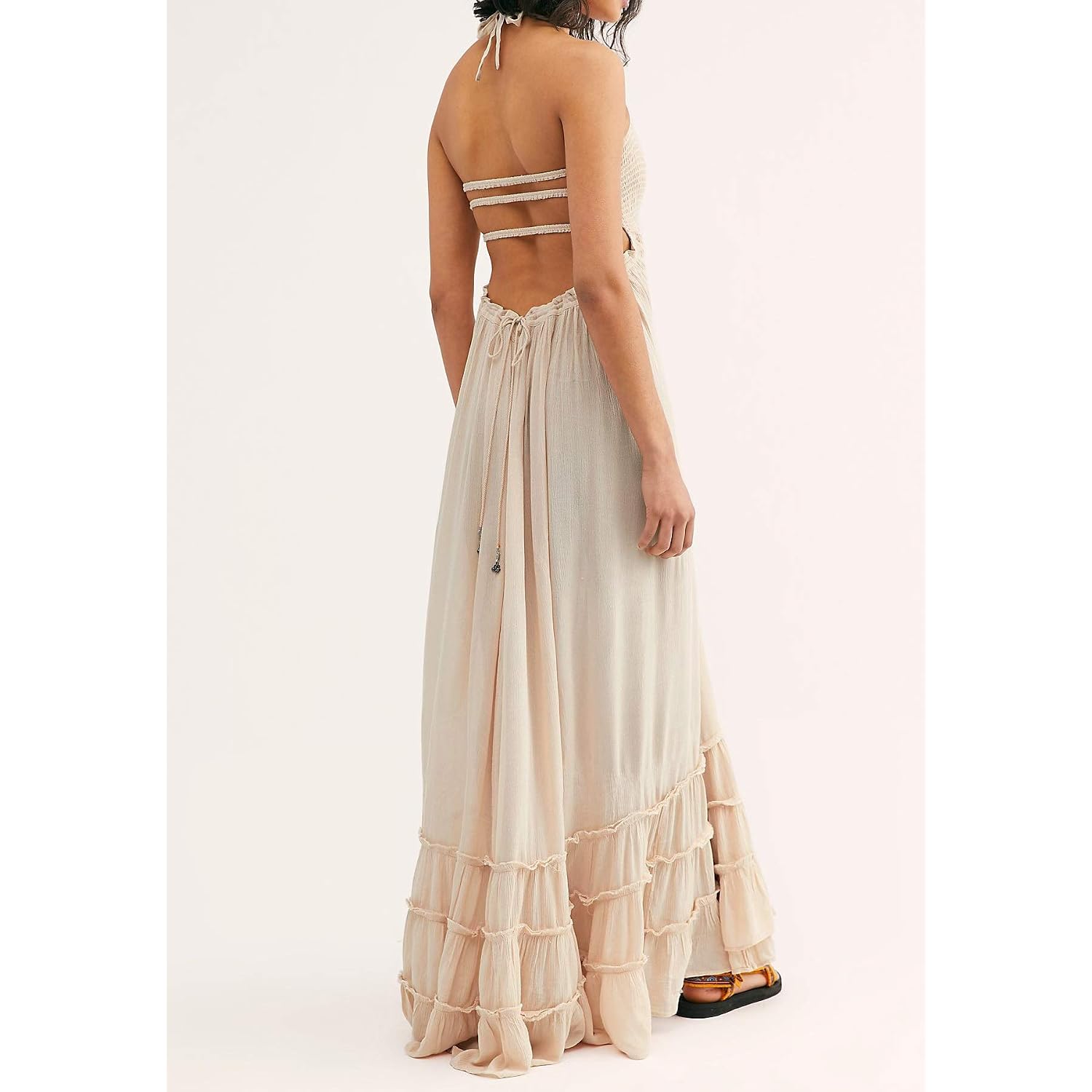 R.Vivimos Womens Summer Boho Sexy Backless Long Dresses