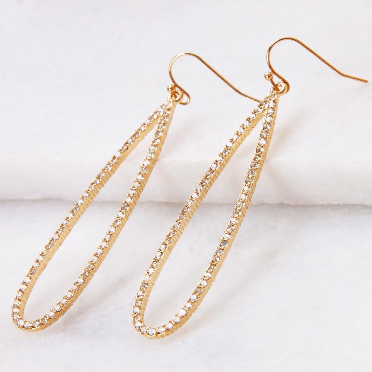 Simulated Diamond Teardrop Dangle Earrings for Women - Cubic Zirconia Crystal Long Dangling Earrings