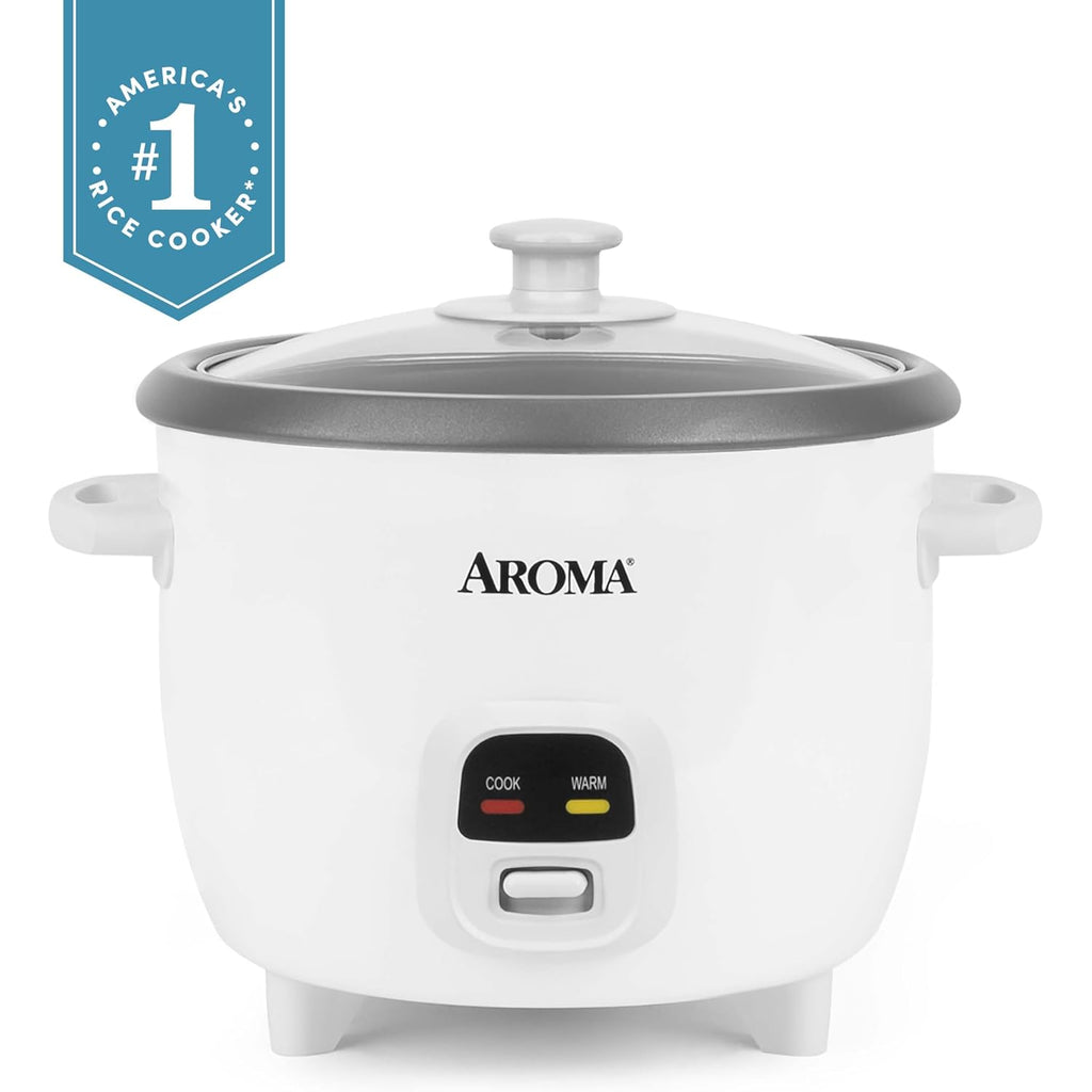 Aroma Rice Cooker, 3-Cup (Uncooked) / 6-Cup (Cooked), Small Rice Cooker, Oatmeal Cooker, Soup Maker, Auto Keep Warm, 1.5 Qt, White, Arc-393Ng