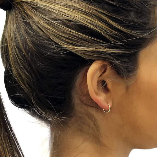 14k Solid Gold Endless Hoop Earrings, 14k Gold Thin Hoop Earrings, Cartilage Earrings, Helix Earring, Nose Hoop, Tragus Earring, 100% Real 14k Gold