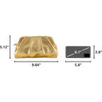 Evening Bag For Women Ruched Clutch Purse Detachable Metal Chain Crossbody Bag