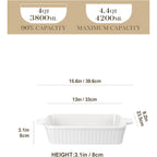 MALACASA 4.4 QT Baking Dish, 9x13 Large Casserole Dish for Oven, Ceramic Baking Pan, Rectangular Lasagna Pan Deep with Handles for Baking, Durable Microwave Oven Safe, Wedding Gift,White, Series BAKE-BAKE